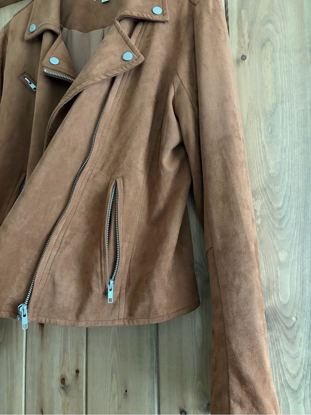Promesa Suede Moto Jacket in Camel - Picture 2 of 4